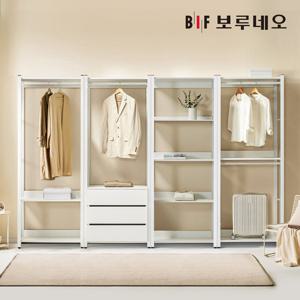 보루네오 아이든 시스템 행거 철제 드레스룸 3200 Q 3단서랍 세