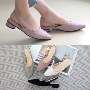 [애슬릿] 빅사이즈 패브릭 플랫 슬링백 2.5cm