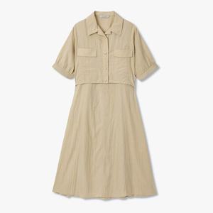 셔츠 레이어드 슬리브리스 원피스 (7155337001)