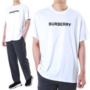 버버리 볼드 로고 패치 반팔티셔츠 화이트-릴랙스핏/8084234
