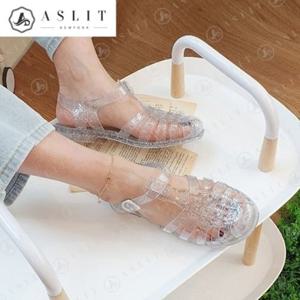 [애슬릿] 여성 고무 말랑 짜임 T 스트랩 플랫 샌들