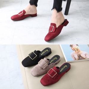 [애슬릿] 빅사이즈 스웨이드 버클 여성 뮬 블로퍼