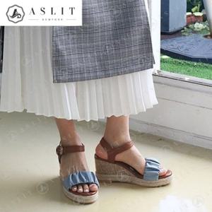 [애슬릿] 에스파듀 투톤 셔링 여성 메리제인 웨지 샌들