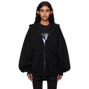 25 FW 베트멍 여성 블랙 로고 오버사이즈 집업 후드티 252669F097002