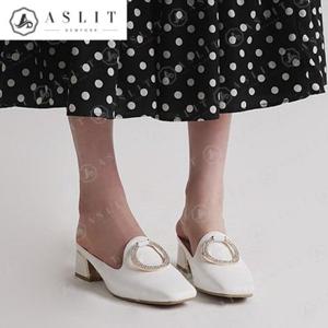 [애슬릿] 여성 큐빅 링 골드 사무실 뮬 힐 블로퍼 4cm