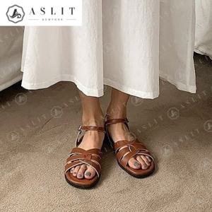 [애슬릿] 꼬임 스트랩 여성 메리제인 쿠션 플랫 샌들