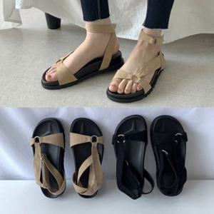 [애슬릿] 스웨이드 여성 통굽 발목 스트랩 샌들