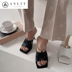 [애슬릿] 여성 스트랩 체인 슬링백 여름 샌들 힐 9cm