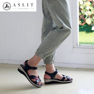 [애슬릿] 여성 배색 포인트 사선 스트랩 통굽 샌들