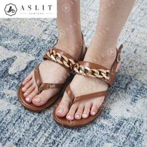 [애슬릿] 쪼리 체인 금장 스트랩 여성 슬링백 여름 샌들