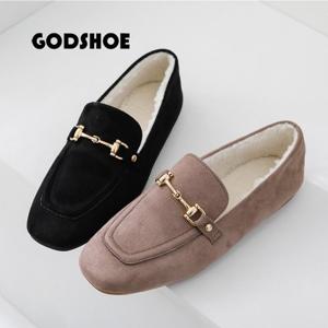 갓슈 샤틴 몰딩스퀘어 털로퍼 털단화 모카신