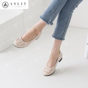 [애슬릿] 국내 생산 발 편한 둥근 코 사각 장식 플랫