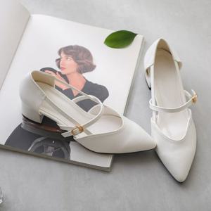 갓슈 피오르 5cm 크로스 메리제인 사이드오픈 미들힐