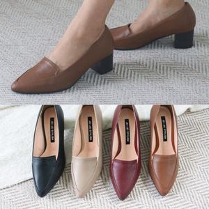 [애슬릿] 스틸레토 여성 천연 가죽 로퍼 힐 5cm
