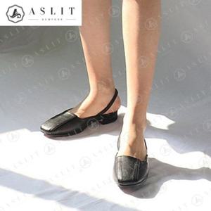 [애슬릿] 빅사이즈 스퀘어 여성 절개 슬링백 플랫 슈즈
