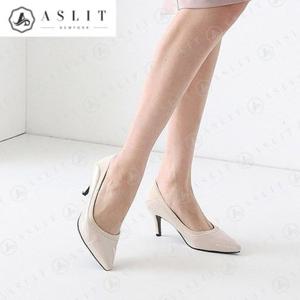 [애슬릿] 여자 가죽 덧댐 스틸레토 하이 힐 구두 7cm