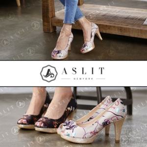 [애슬릿] 일러스트 토오픈 가보시 펌프스 하이 힐 8.5cm