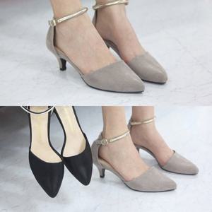 [애슬릿] 스트라이프 스틸레토 발목 스트랩 펌프스