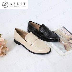 [애슬릿] 빅사이즈 에나멜 여성 페니 플랫 로퍼 2.5cm