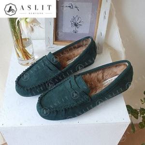 [애슬릿] 안감 토끼털 둥근 코 모카 페니 방한 로퍼