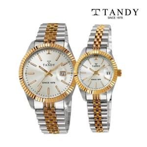 [TANDY] 탠디 럭셔리 메탈 손목시계(오스트리아 스톤 식입)T-3921 골드콤비 남여세트