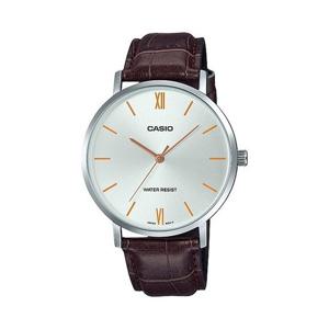 카시오 남성 가죽 손목 시계 MTP-VT01L-7B2