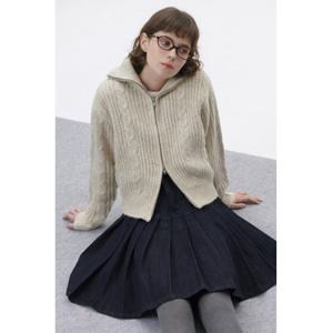 [플랙진]트위스트 집업 니트 가디건(PWTH4CDL72W)