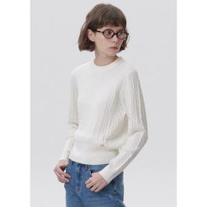 [플랙진]케이블 라운드 넥 니트(PWTF1NTL05W)