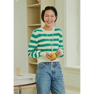 [플랙진]여성 스트라이프 라운드 넥 니트 (PWTT3NTL66W)