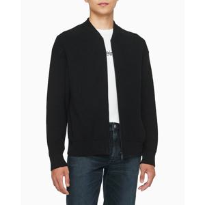 [캘빈클라인 진]남성 CK 텍스처 라운드넥 니트 집업 가디건 블랙 (J326198)