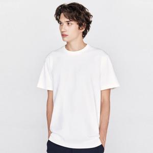 [지오다노]남 릴랙스 핏 코튼 폰테 크루넥 반팔 티셔츠 025903