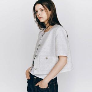 [지오다노]여자 반팔 숏 트위드 자켓  375516