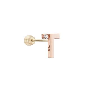 [티르리르]14K 핑크골드 마이 시그니처T 화이트CZ 피어싱 TESK4P21133M-4