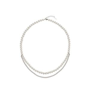 [티르리르]티젠 맥시마이즈 쉘펄 6mm 롱 포인트 체인 실버화이트 비드 목걸이 TNSSVW14038M