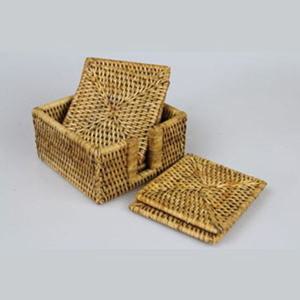 라탄 바구니 라탄 코스터 6p (사각)