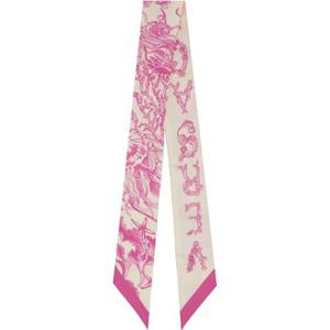 25 FW 베르사체 여성 핑크   오프 화이트 언더워터 바로코 실크 스카프 252404F029000
