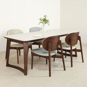 스코나 레스튼 원목 포세린 세라믹 와이드 4인 낮은 식탁세트(의자4개)