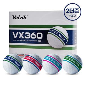 [볼빅] VX360 듀얼컬러 3피스 360도 퍼팅라인 골프공 2더즌 (24구) _V