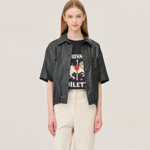 [베네통] 글로시 스트링 헴 블라우스_BABL08541BK