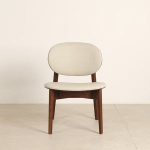 스코나 레스튼 아시아월넛 원목 극세사 가죽 낮은 식탁 의자