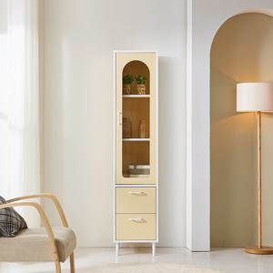 나무뜰 스모어 버터옐로우 유리 장식장 높은 수납장 400 HPF201C (착불)