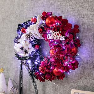 크리스마스 리스 벽장식 LED 반쪽 사랑 350mm 벽걸이 소품 현관 문 카페 입구 데코