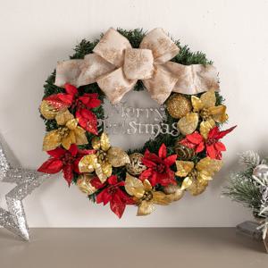 크리스마스 리스 벽장식 브랜치 포인꽃 450mm 벽걸이 소품 현관 문 카페 입구 데코