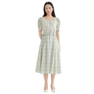 [라인어디션]스퀘어넥 체크 롱 원피스NWOPPG0300