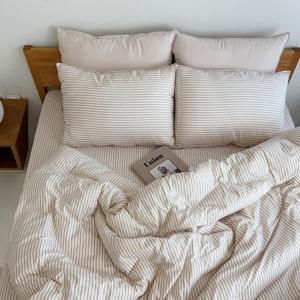 [르헤브] 캔디 스트라이프 항균 옥수수솜 사계절 차렵이불 베개세트 Q