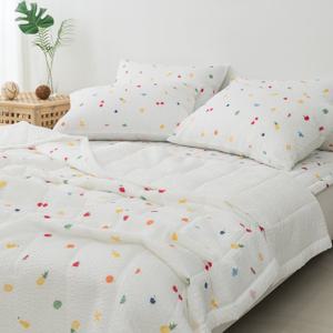 [르헤브] 파인애플 시어서커 여름 침구세트 얇은 간절기 차렵 이불세트 베개 Q