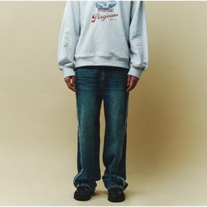 [플랙진]남성 스텝 M67 와이드 사이드 컷팅 진청 데님 팬츠 (PJTH5STM675