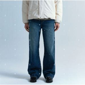 [플랙진]남성 스텝 M6 와이드 빈티지 진청 데님 팬츠 (PJTH5STM665)