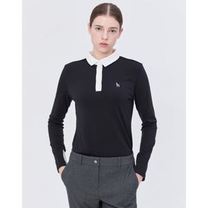 헤지스 골프 여성 24FW 스테디셀러카라 블럭 긴팔 폴로티셔츠 (BLACK) WWTS4D901BK