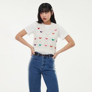 [랩]하트 손자수 디테일 니트 조끼(AQ1KV220)